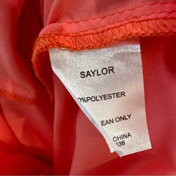 SAYLOR Coral Merrill Romper Scallop Embroidery Pink Orange Crochet Pom Pom Small - Picture 8 of 9